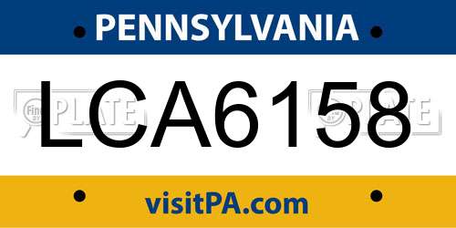 LCA6158 Pennsylvania License Plate