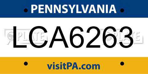 LCA6263 Pennsylvania License Plate