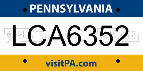 LCA6352 Pennsylvania License Plate