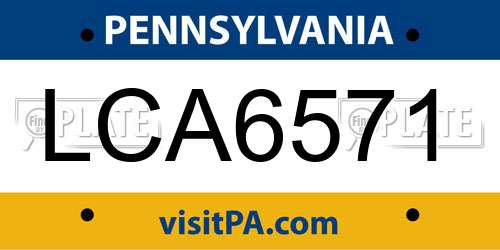 LCA6571 Pennsylvania License Plate