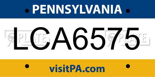 LCA6575 Pennsylvania License Plate