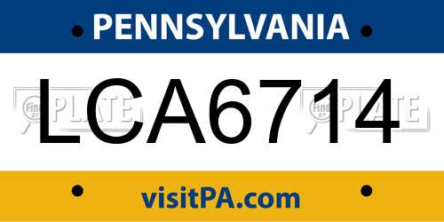 LCA6714 Pennsylvania License Plate