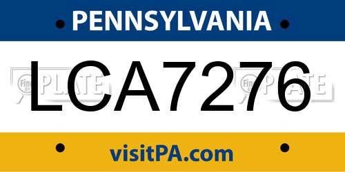 LCA7276 Pennsylvania License Plate