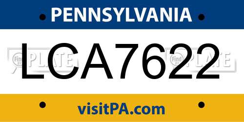 LCA7622 Pennsylvania License Plate