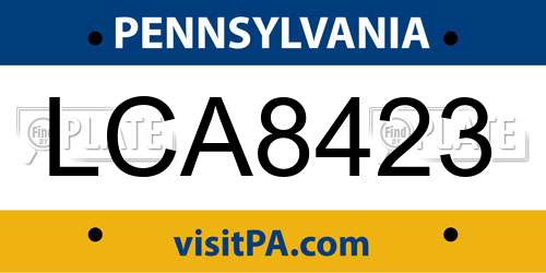 LCA8423 Pennsylvania License Plate