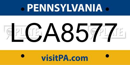 LCA8577 Pennsylvania License Plate