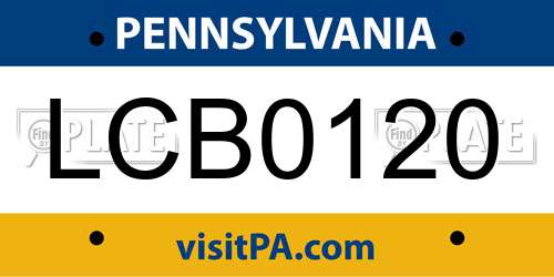 LCB0120 Pennsylvania License Plate