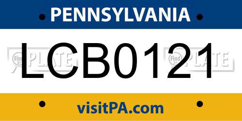 LCB0121 Pennsylvania License Plate