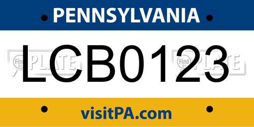 LCB0123 Pennsylvania License Plate