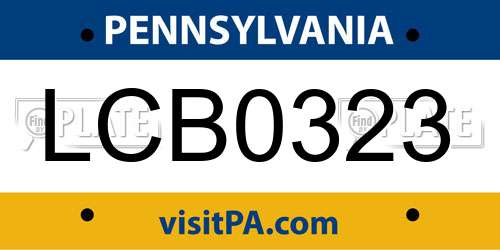 LCB0323 Pennsylvania License Plate