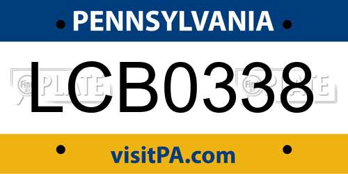 LCB0338 Pennsylvania License Plate