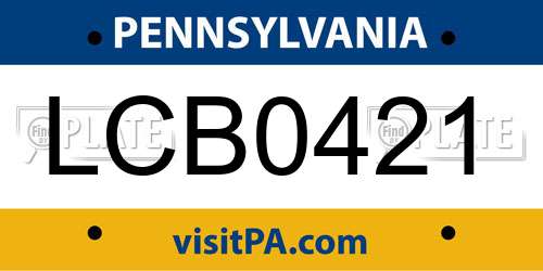 LCB0421 Pennsylvania License Plate