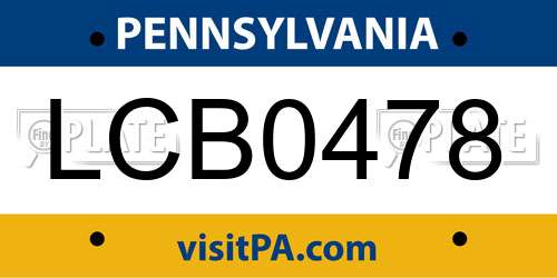 LCB0478 Pennsylvania License Plate