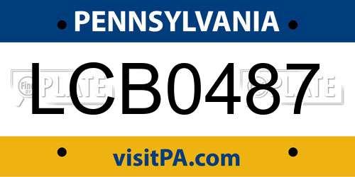 LCB0487 Pennsylvania License Plate
