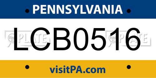 LCB0516 Pennsylvania License Plate