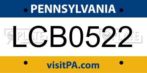 LCB0522 Pennsylvania License Plate