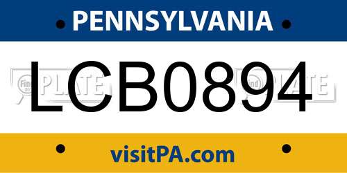 LCB0894 Pennsylvania License Plate