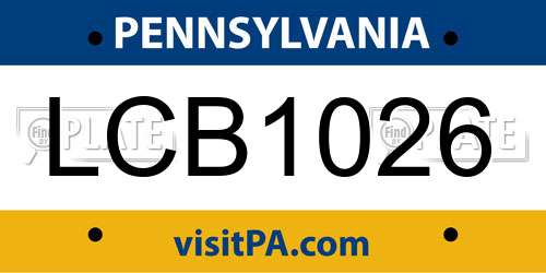 LCB1026 Pennsylvania License Plate