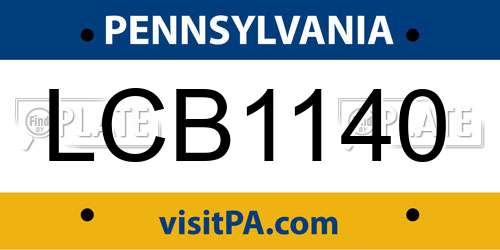 LCB1140 Pennsylvania License Plate