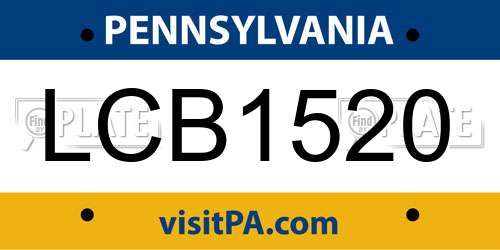 LCB1520 Pennsylvania License Plate