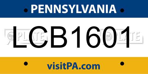 LCB1601 Pennsylvania License Plate
