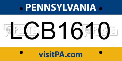 LCB1610 Pennsylvania License Plate