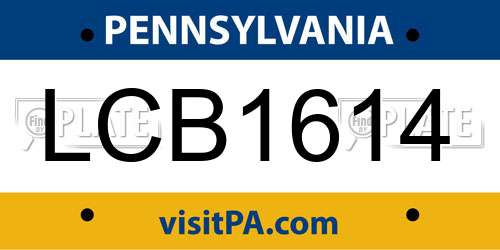 LCB1614 Pennsylvania License Plate