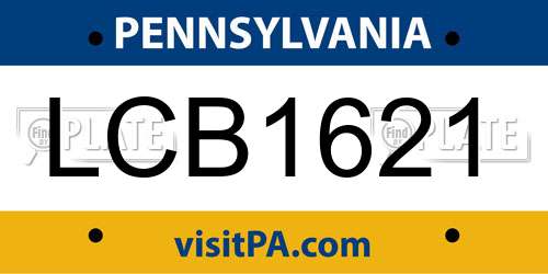 LCB1621 Pennsylvania License Plate
