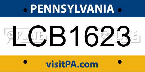 LCB1623 Pennsylvania License Plate