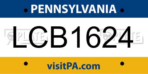LCB1624 Pennsylvania License Plate
