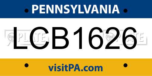 LCB1626 Pennsylvania License Plate