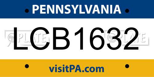 LCB1632 Pennsylvania License Plate