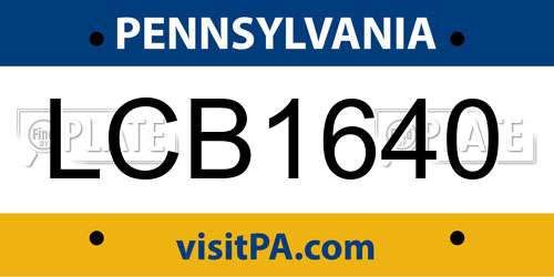 LCB1640 Pennsylvania License Plate