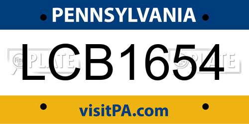LCB1654 Pennsylvania License Plate