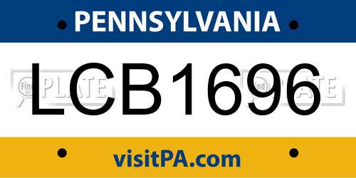 LCB1696 Pennsylvania License Plate