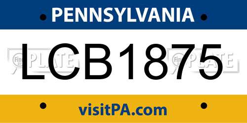 LCB1875 Pennsylvania License Plate