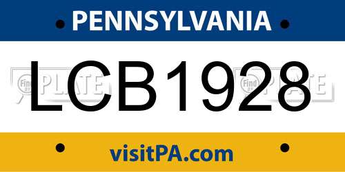 LCB1928 Pennsylvania License Plate