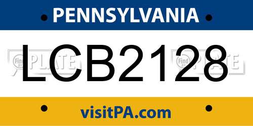 LCB2128 Pennsylvania License Plate