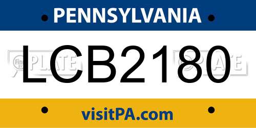 LCB2180 Pennsylvania License Plate