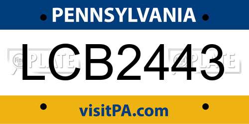 LCB2443 Pennsylvania License Plate