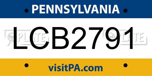LCB2791 Pennsylvania License Plate