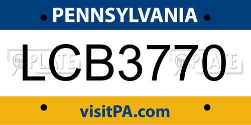 LCB3770 Pennsylvania License Plate