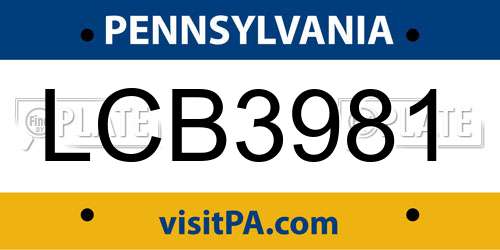 LCB3981 Pennsylvania License Plate