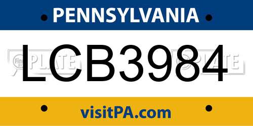 LCB3984 Pennsylvania License Plate