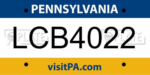 LCB4022 Pennsylvania License Plate