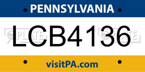 LCB4136 Pennsylvania License Plate