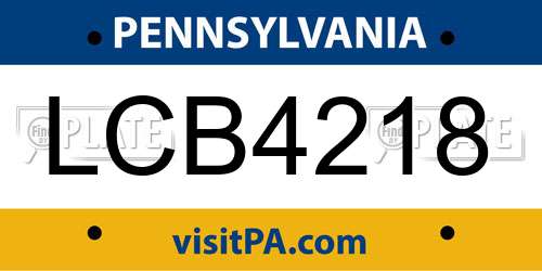 LCB4218 Pennsylvania License Plate