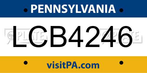 LCB4246 Pennsylvania License Plate