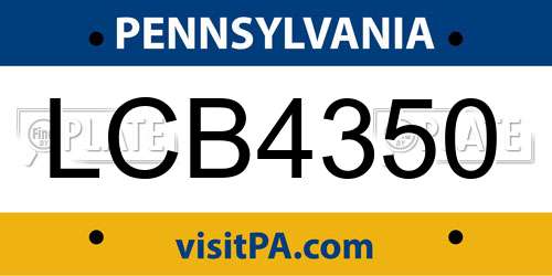 LCB4350 Pennsylvania License Plate