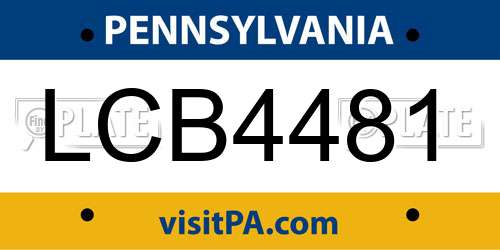 LCB4481 Pennsylvania License Plate
